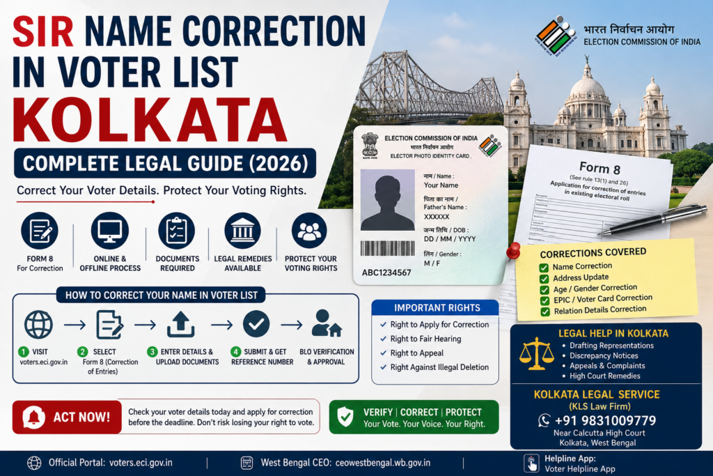 SIR Name Correction in Voter List Kolkata – Complete Legal Guide 2026