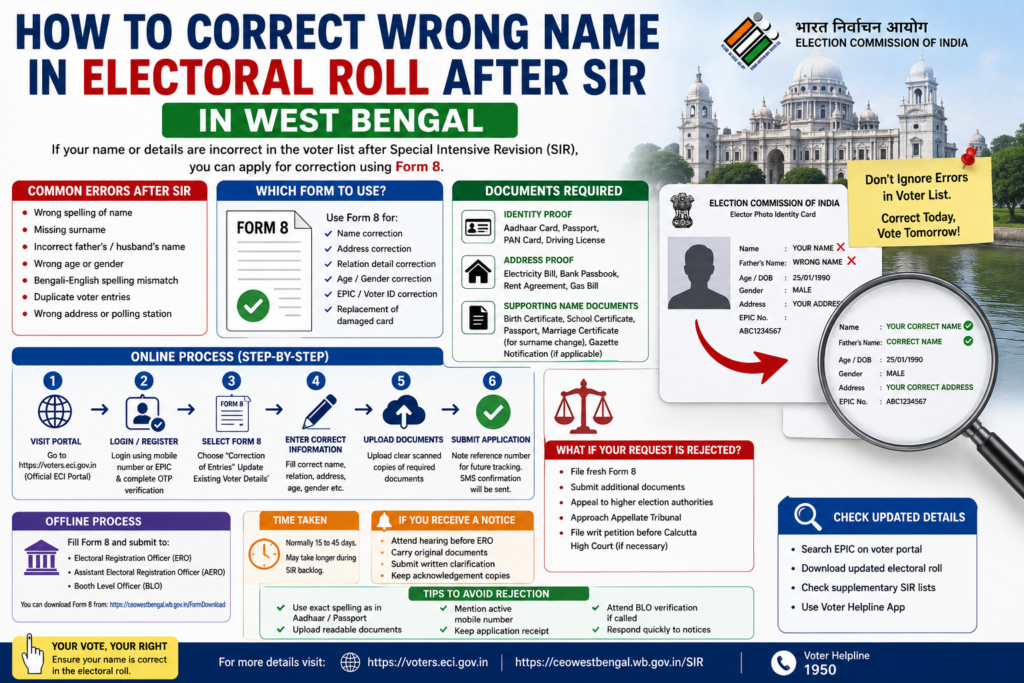 How to Correct Wrong Name in Electoral Roll After SIR in West Bengal (2026 Guide)