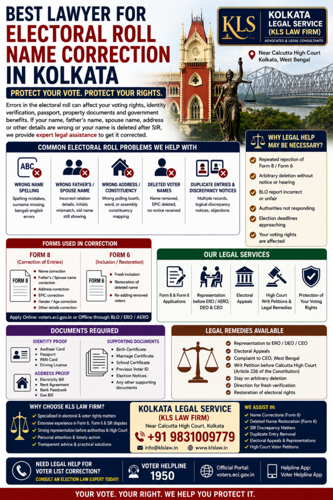 Looking for legal help for voter list correction in Kolkata? KLS Law Firm