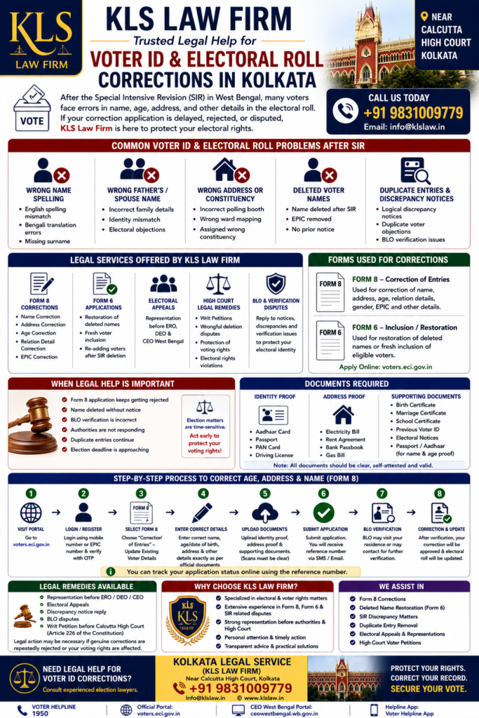 KLS Law Firm – Trusted Legal Help for Voter ID & Electoral Roll Corrections in Kolkata